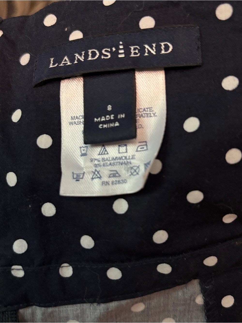 Land’s End size 8 navy polka dot halter dress - Picture 5 of 6